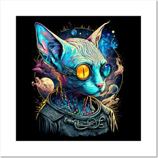 Psychedelic Sphynx Cat Posters and Art